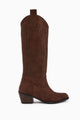 Fizaro Kahve Sivri Burunlu Nakışlı Zımba Detaylı Western Çizme