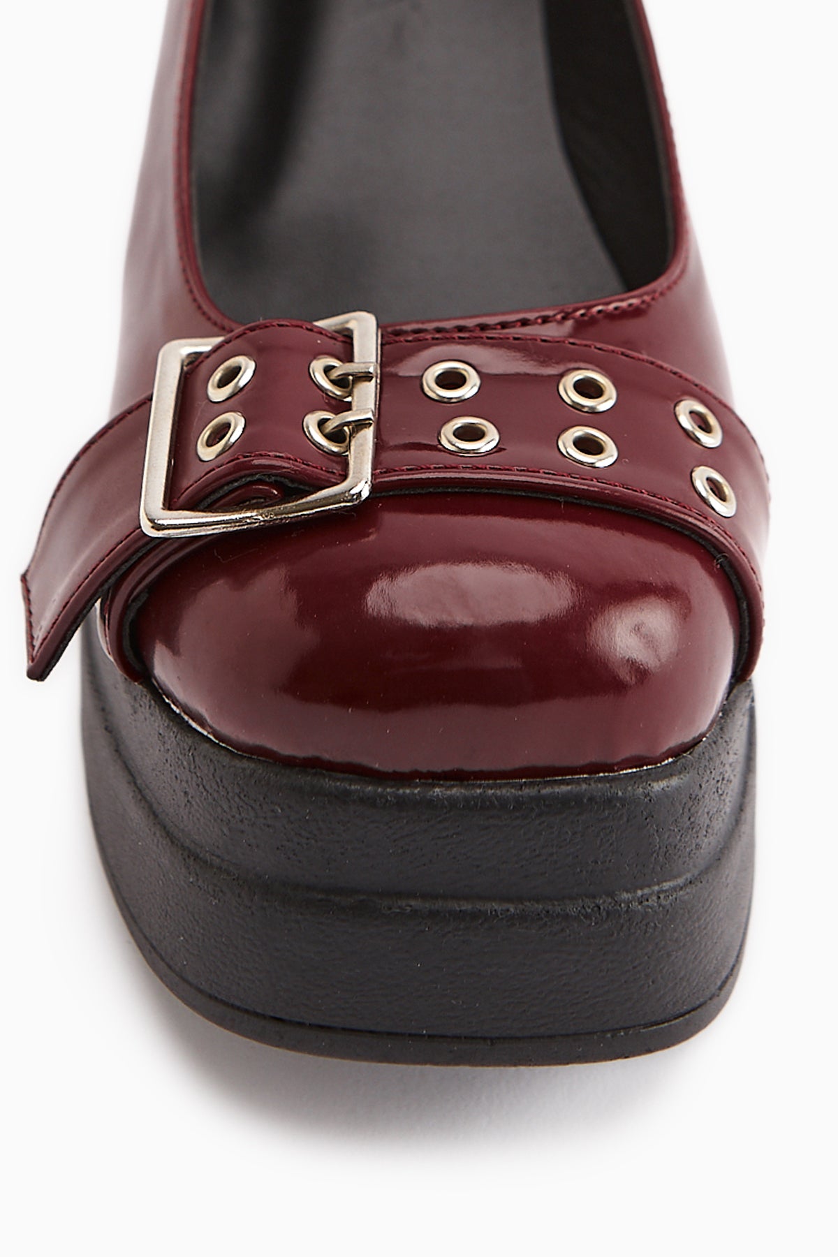 Salin Bordo Rugan Kemer Detaylı Dekolteli Topuklu Günlük Ayakkabı