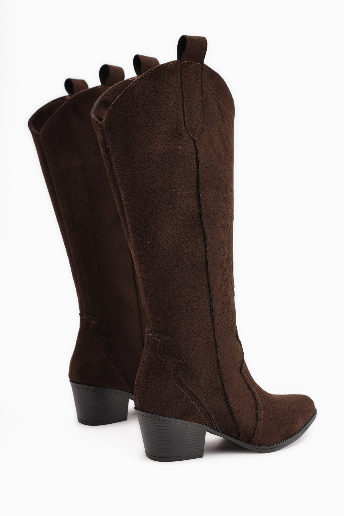 Hero Kahve Süet Nakışlı Kovboy Çizme