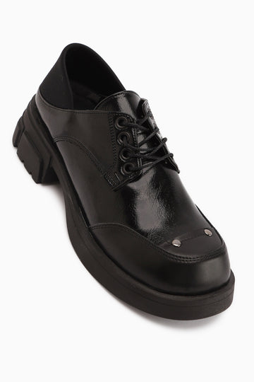 Lilas Siyah Bağcıklı Loafer Kadın Ayakkabı