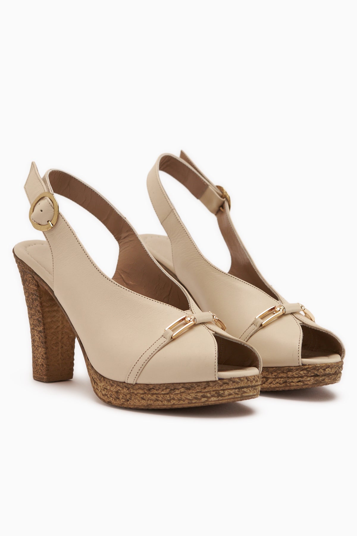 Bernis Hakiki Deri Tokalı Platform Topuklu Kadın Ayakkabı