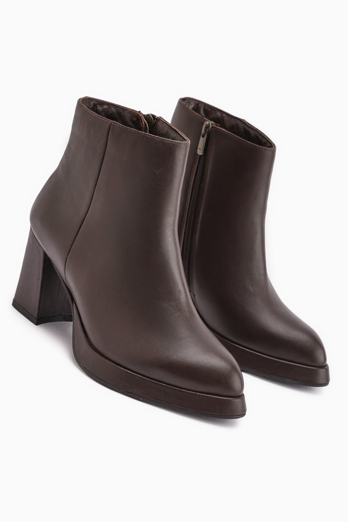 Gaby Hakiki Deri Kahve Platform Topuklu Kadın Bot