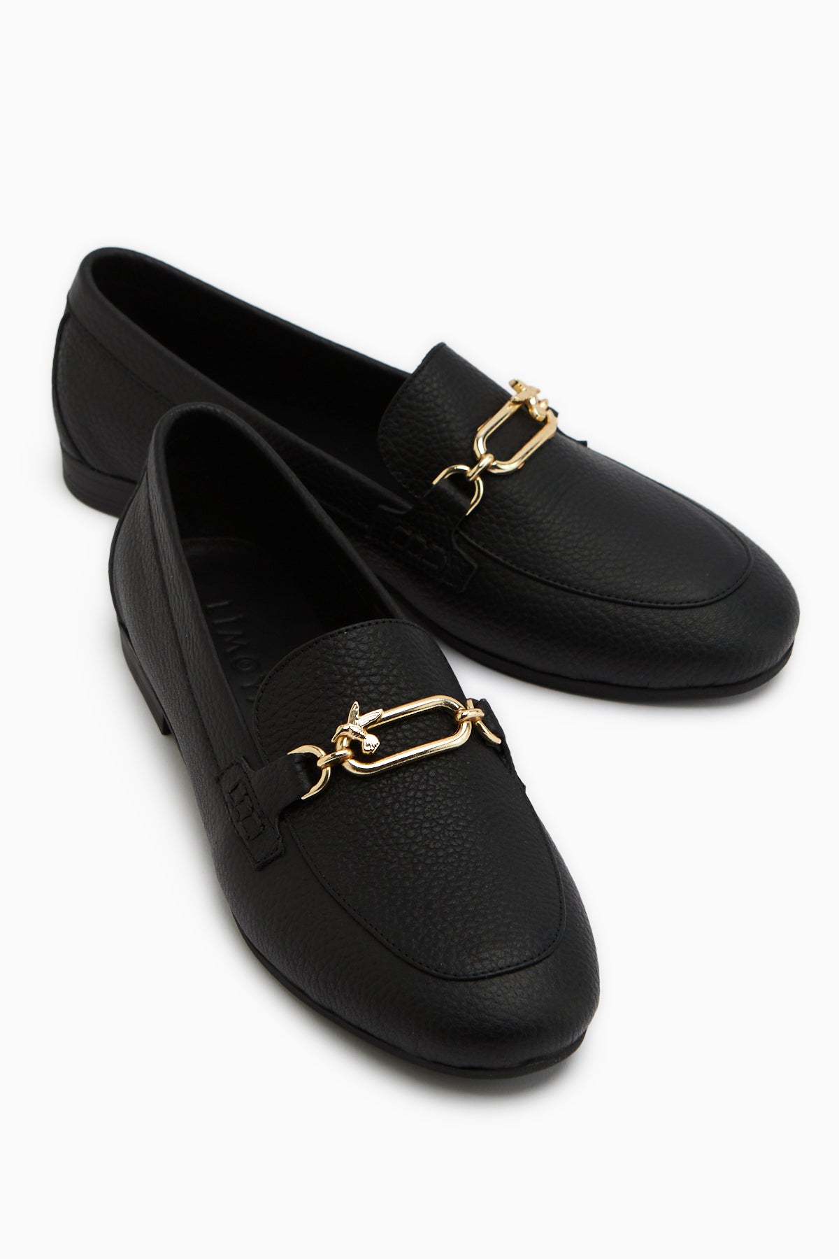 Alessa Hakiki Deri Siyah Tokalı Loafer Kadın Günlük Makosen Ayakkabı