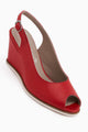Marly Hakiki Deri Kırmızı Dolgu Topuklu Kadın Sandalet