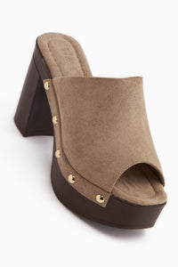 Gracia Vizon Süet Platform Topuklu Kadın Terlik