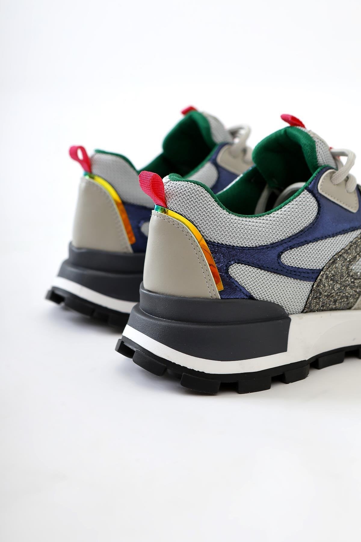 Netta Gri File Detaylı Bağcıklı Sneakers