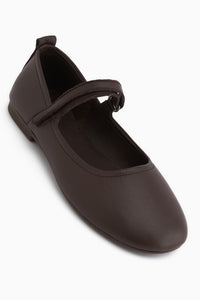 Sally Hakiki Deri Kahve Bantlı Kadın Babet