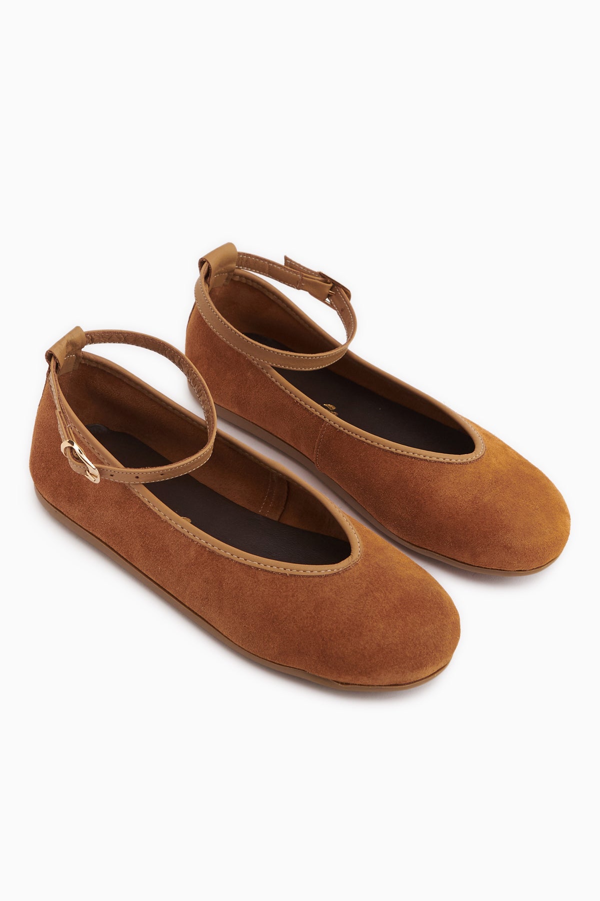 Jenin Hakiki Deri Camel Süet Kemerli Kadın Babet