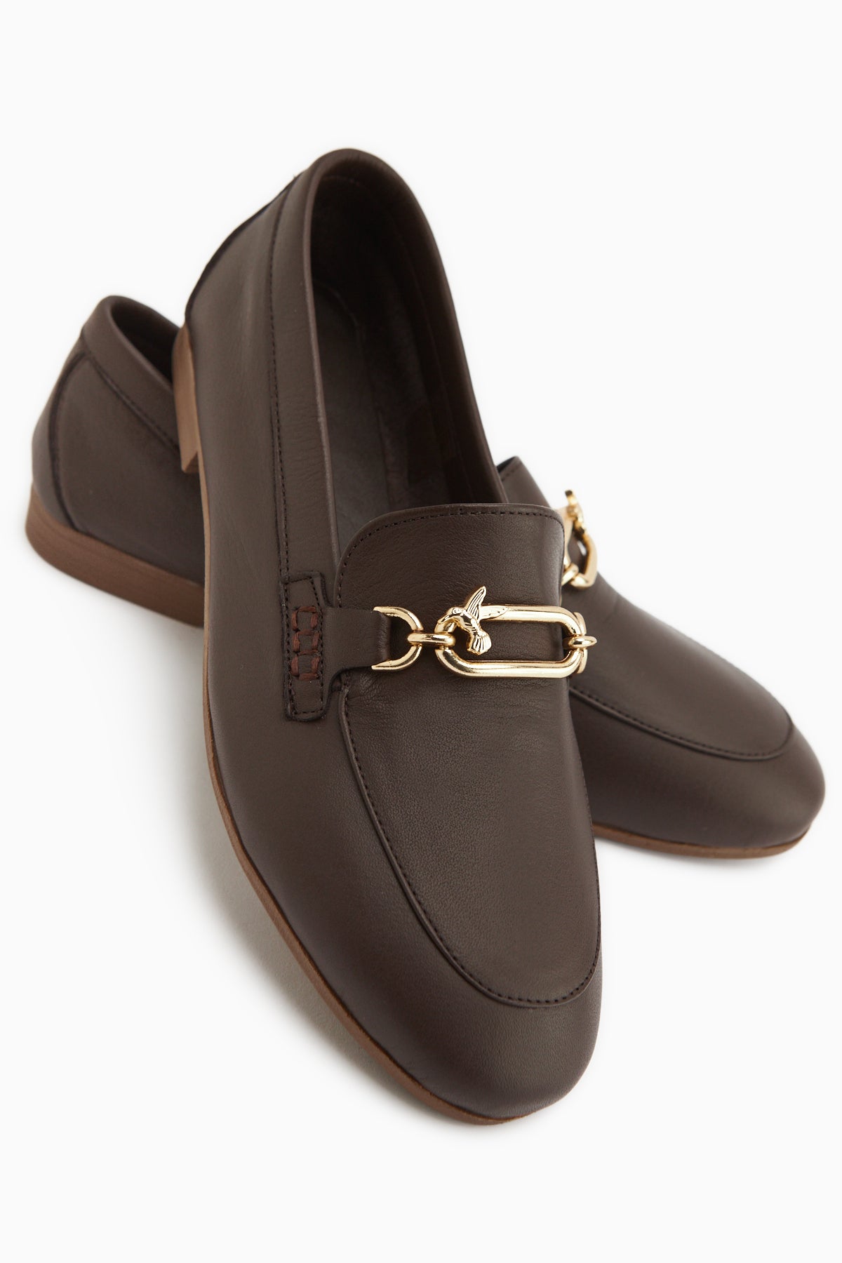 Alessa Hakiki Deri Kahve Tokalı Loafer Kadın Günlük Makosen Ayakkabı