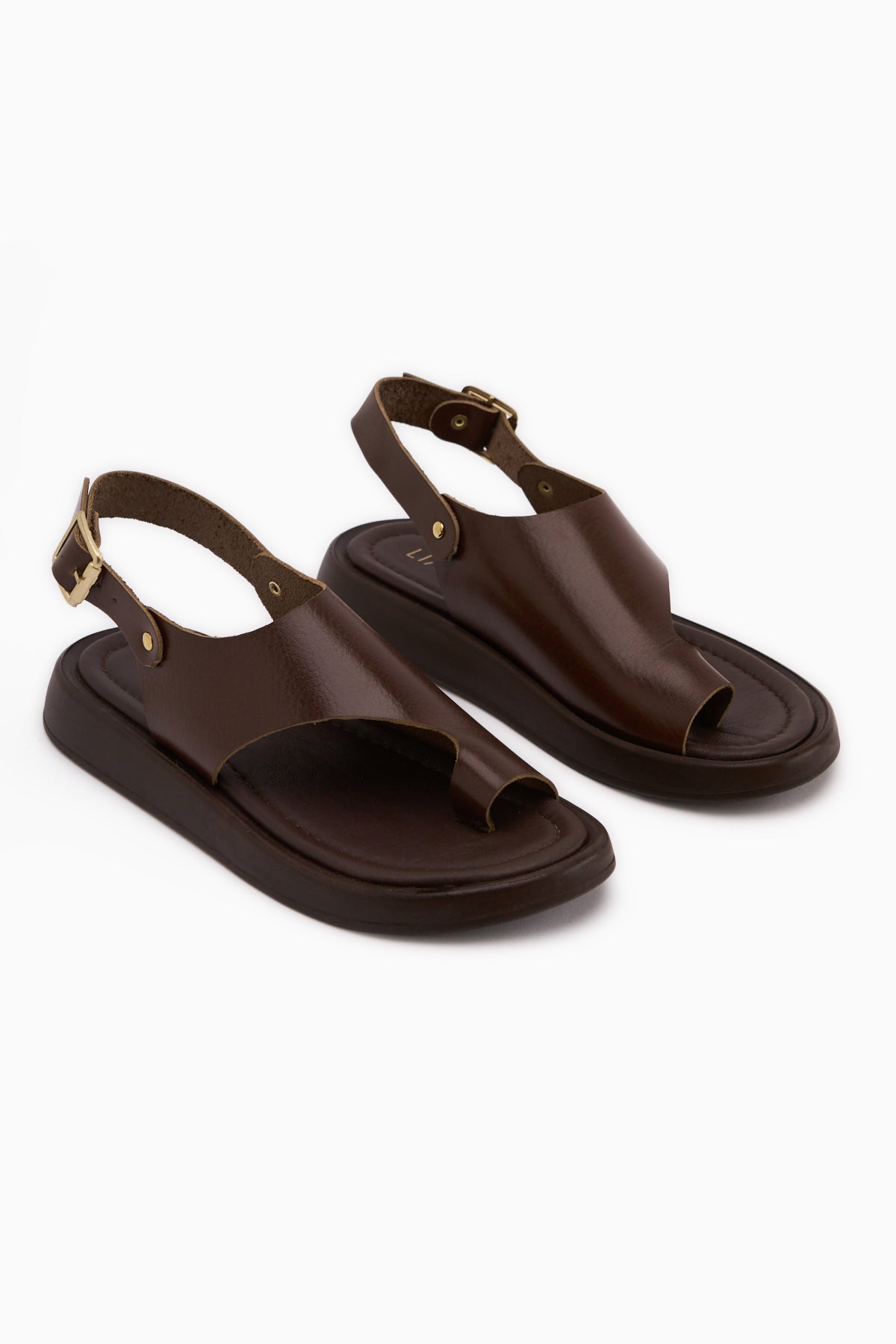 Alis Hakiki Deri Kahve Parmak Arası Kadın Sandalet