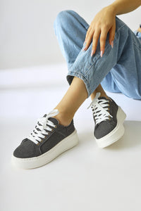 Lubica Füme Süet Oval Butunlu Kalın Tabanlı Sneakers