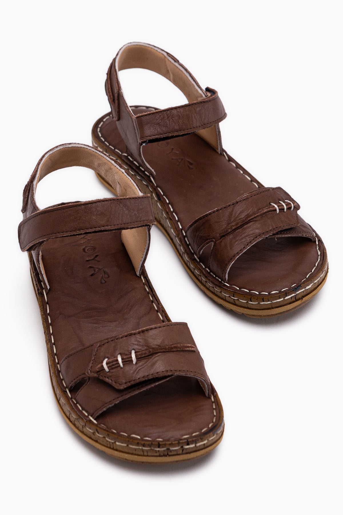 Leone Hakiki Deri Kahve Kadın Sandalet