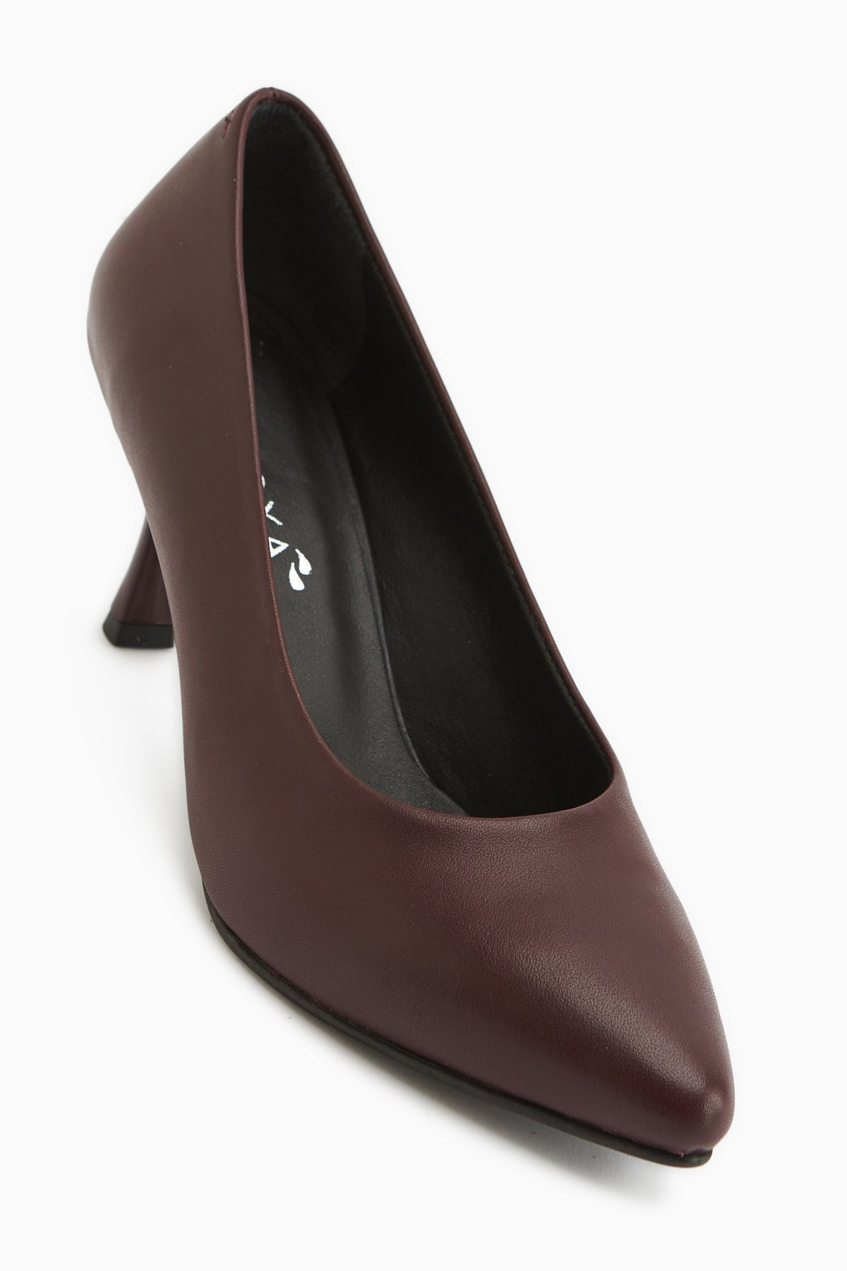 Kiara Hakiki Deri Bordo Kadın Topuklu Ayakkabı Stiletto