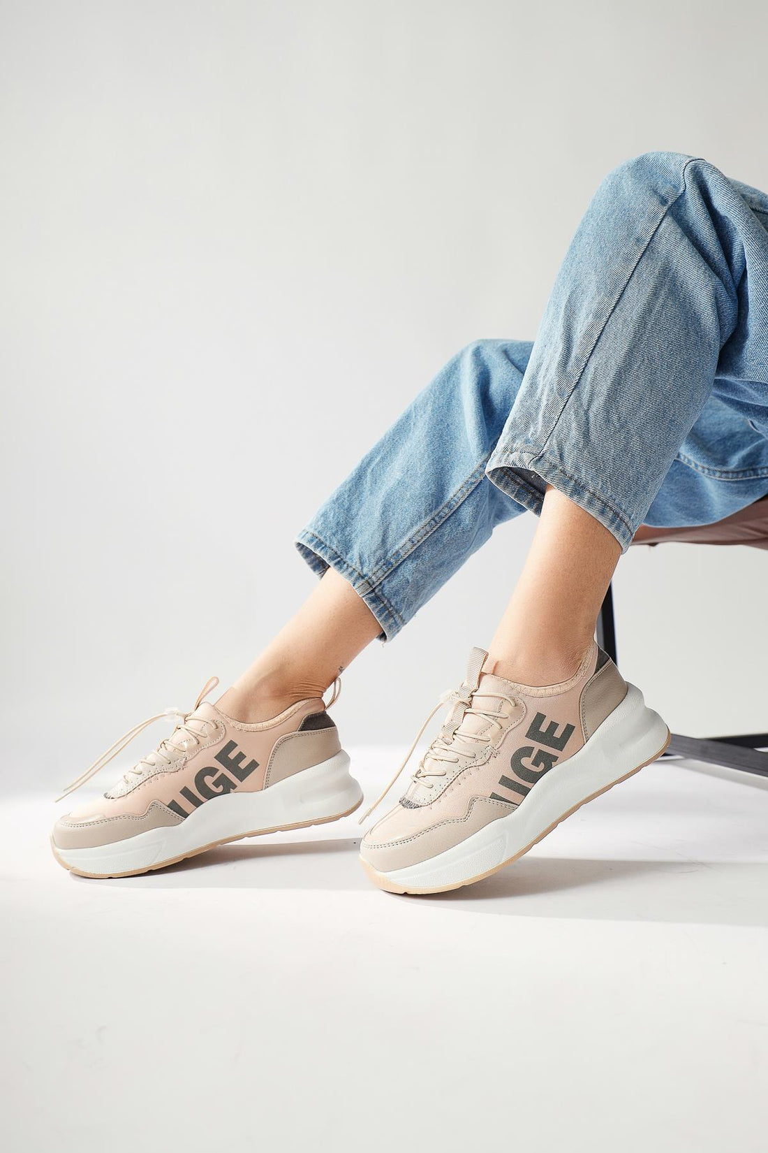 Mintra Bej Dalgıç Kumaş Baksılı Sneakers