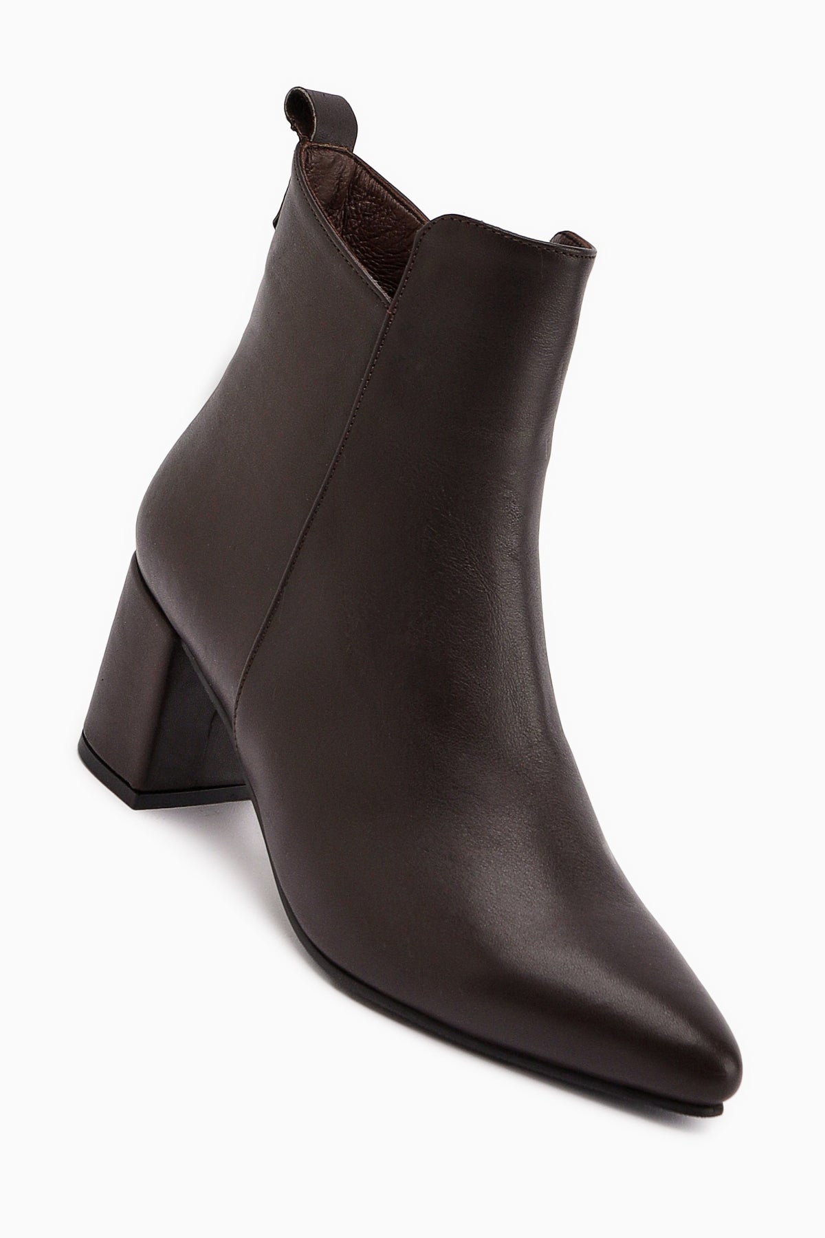 Julia Hakiki Deri Kahve Topuklu Kadın Bot