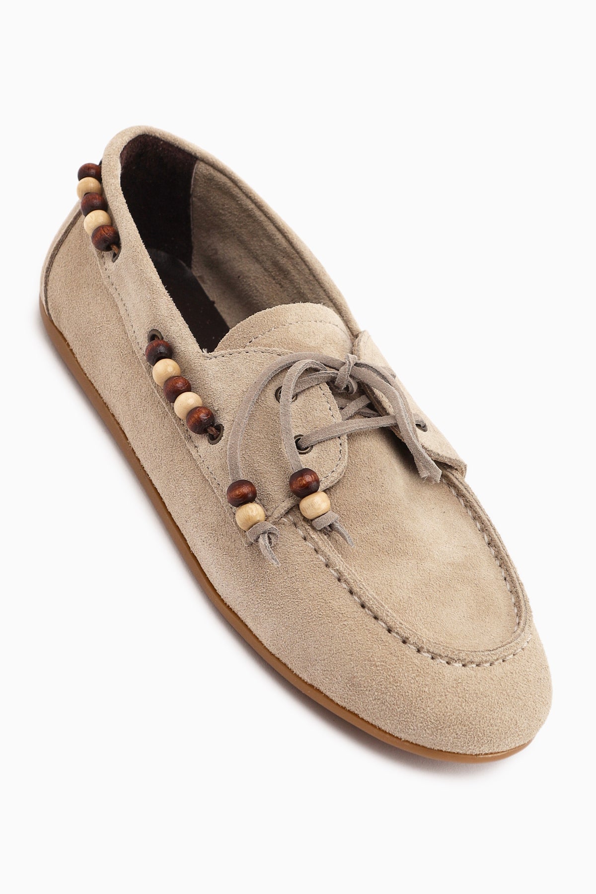 Liah Hakiki Deri Bej Kadın Loafer Ayakkabı