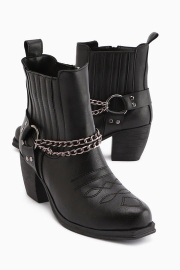 Deana Siyah Nakışlı Kadın Western Bot