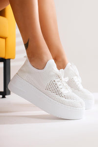 Benito Beyaz Triko Streç Kalın Tabanlı Sneakers