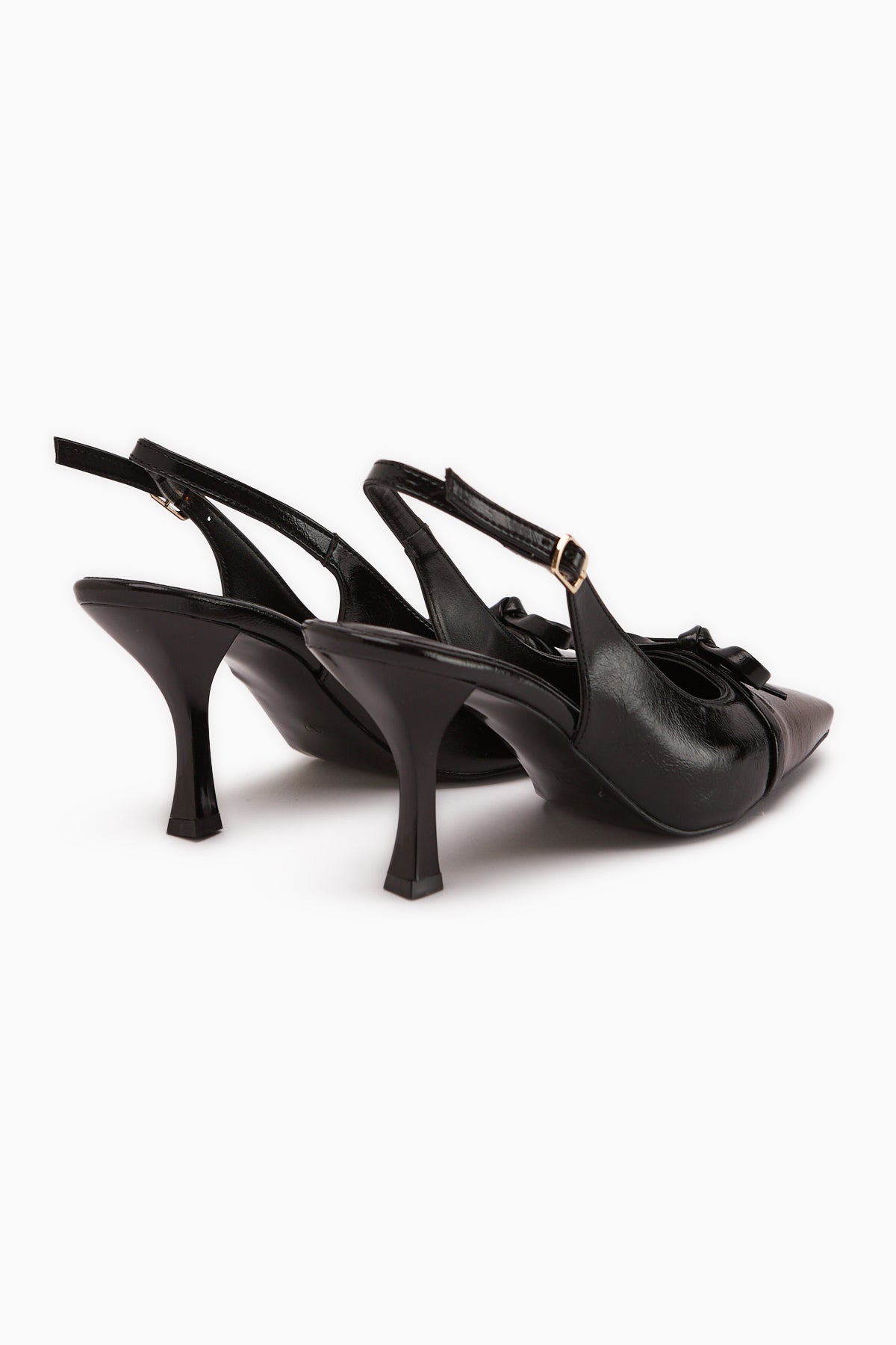 Emila Siyah Fiyonklu Kadın Topuklu Ayakkabı