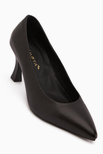 Clarry Hakiki Deri Siyah Kadın Topuklu Ayakkabı