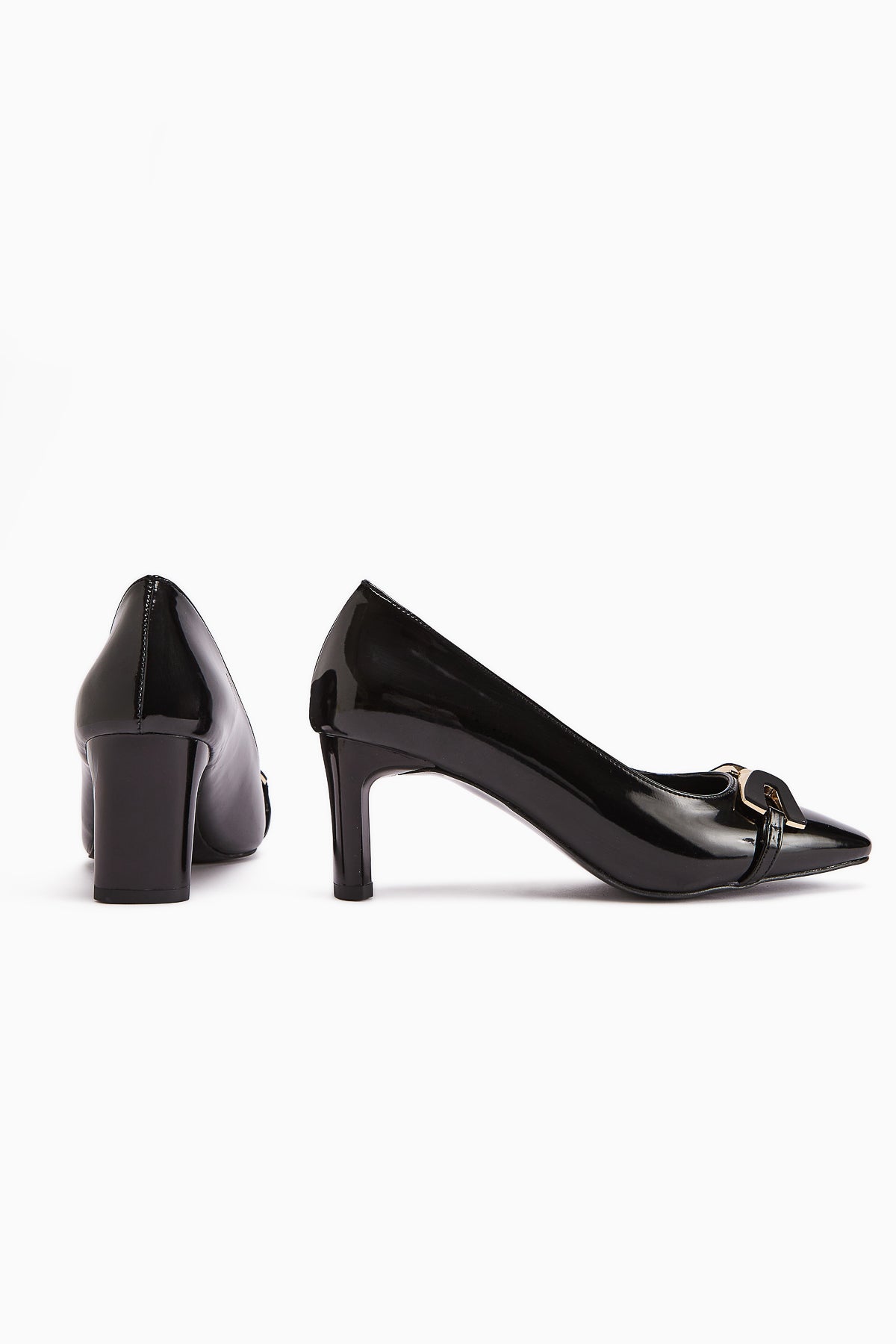 Misha Siyah Rugan Tokalı Kadın Topuklu Ayakkabı