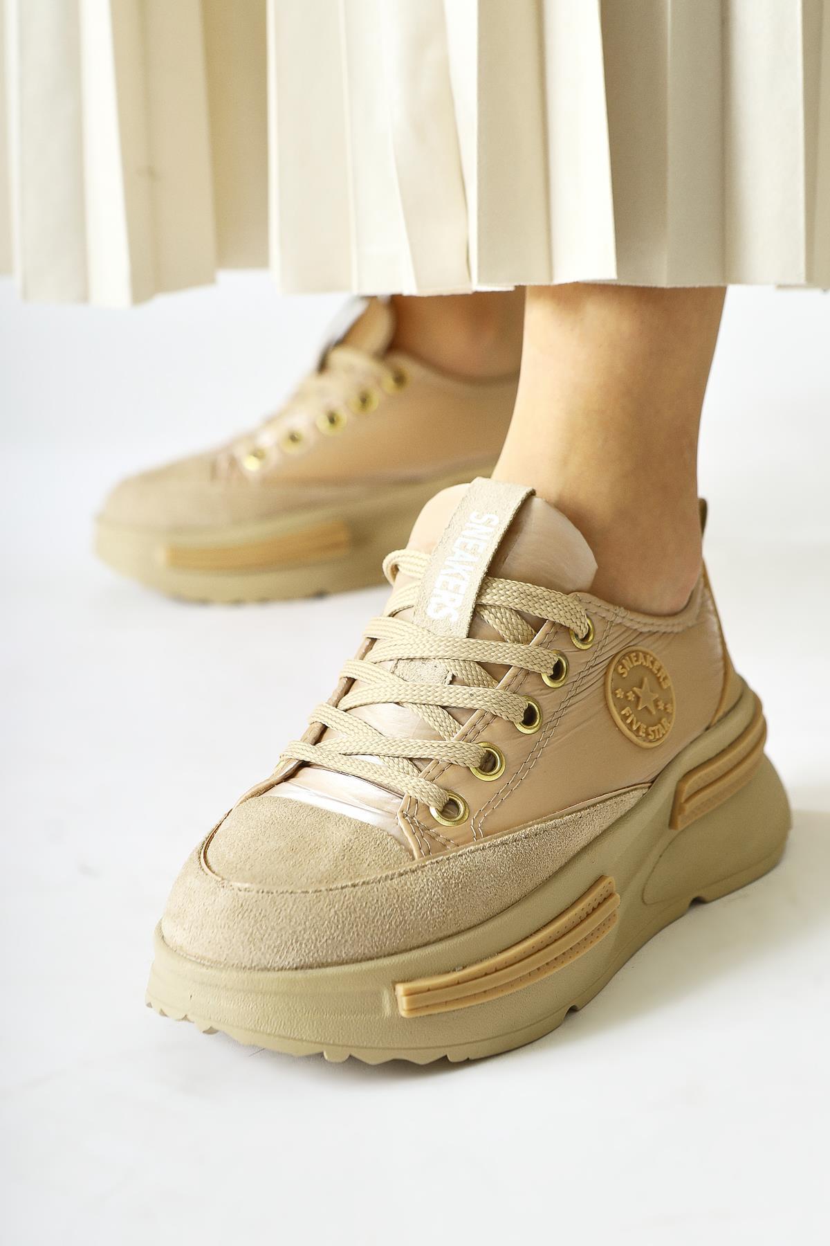 Ancy Nud Paraşüt Kumaş Yıldız Patchli Sneakers