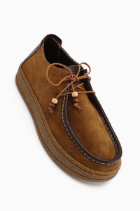 Polin Hakiki Deri Vizon Süet Bağcıklı Günlük Loafer Ayakkabı