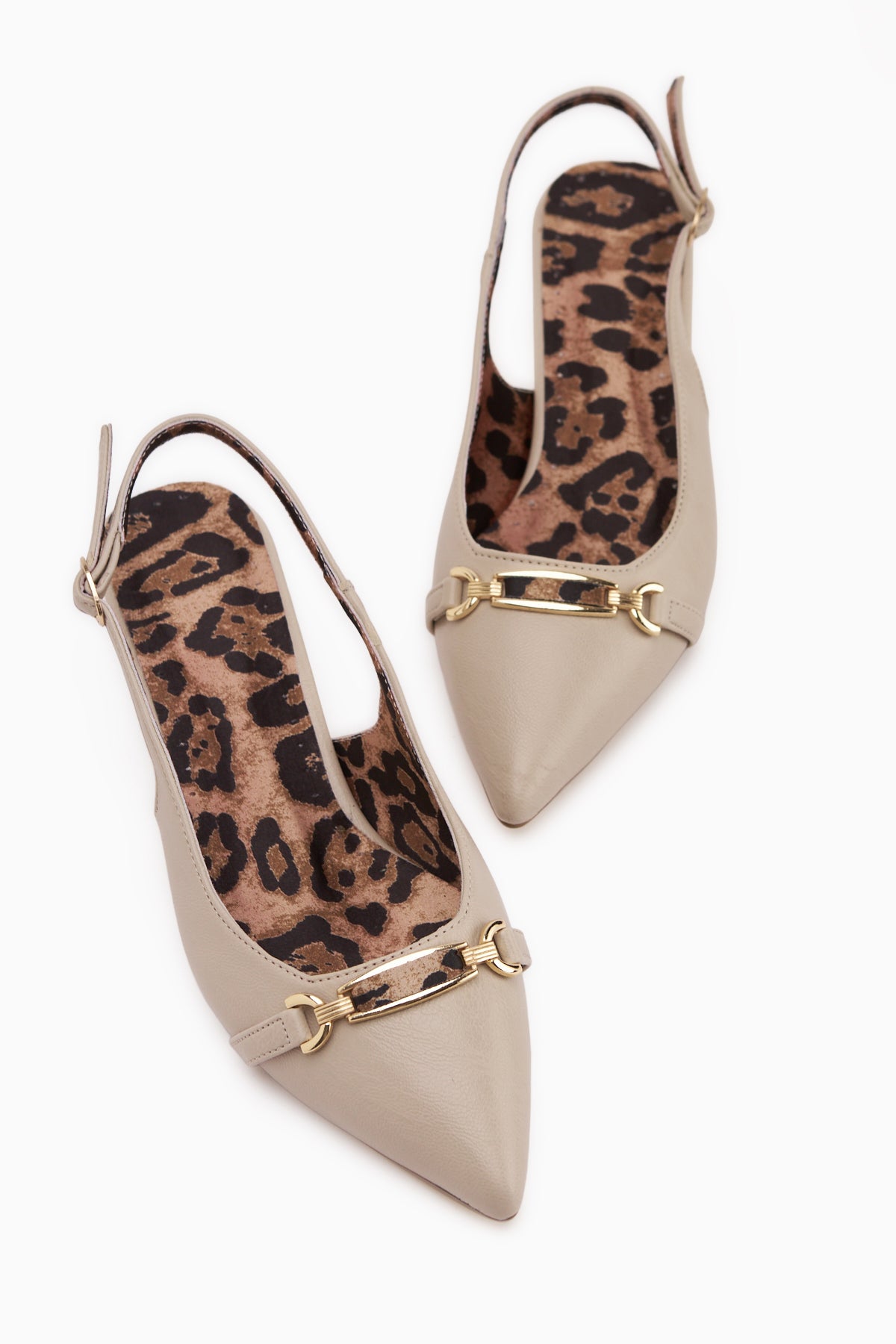 Dima Bej Leopar Desenli Kısa Topuklu Kadın Ayakkabı
