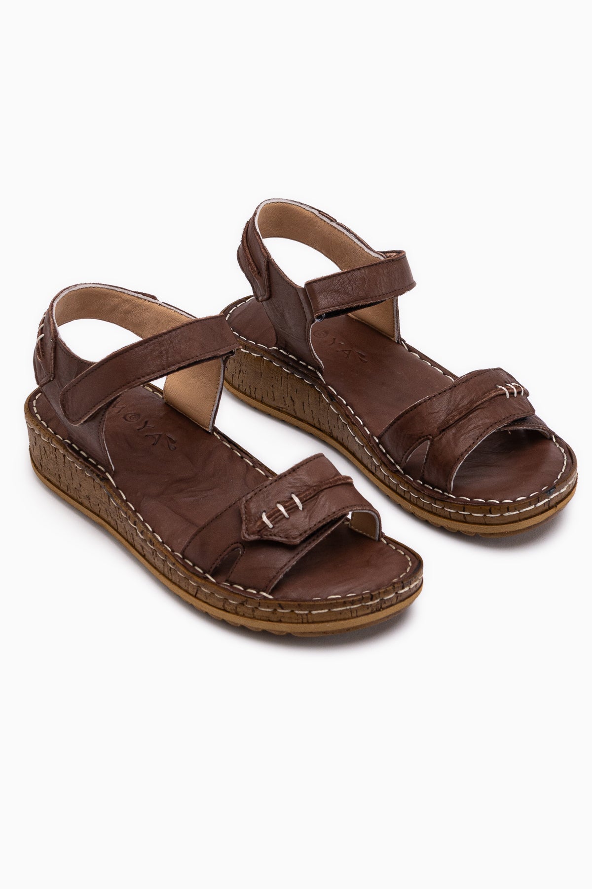 Leone Hakiki Deri Kahve Kadın Sandalet