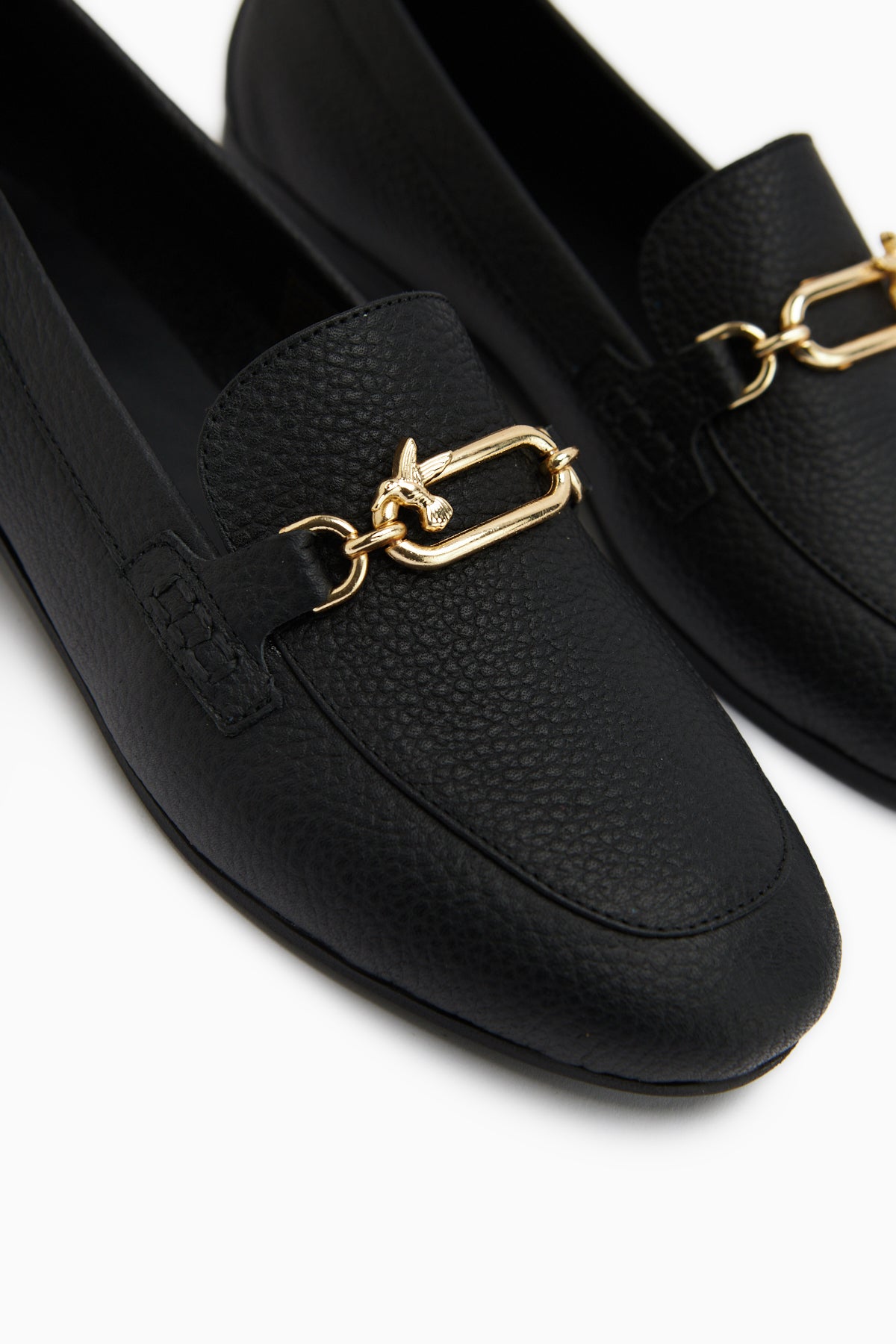 Alessa Hakiki Deri Siyah Tokalı Loafer Kadın Günlük Makosen Ayakkabı