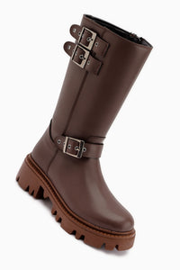 Winfred Kahve Kemer Detaylı Uzun Bot