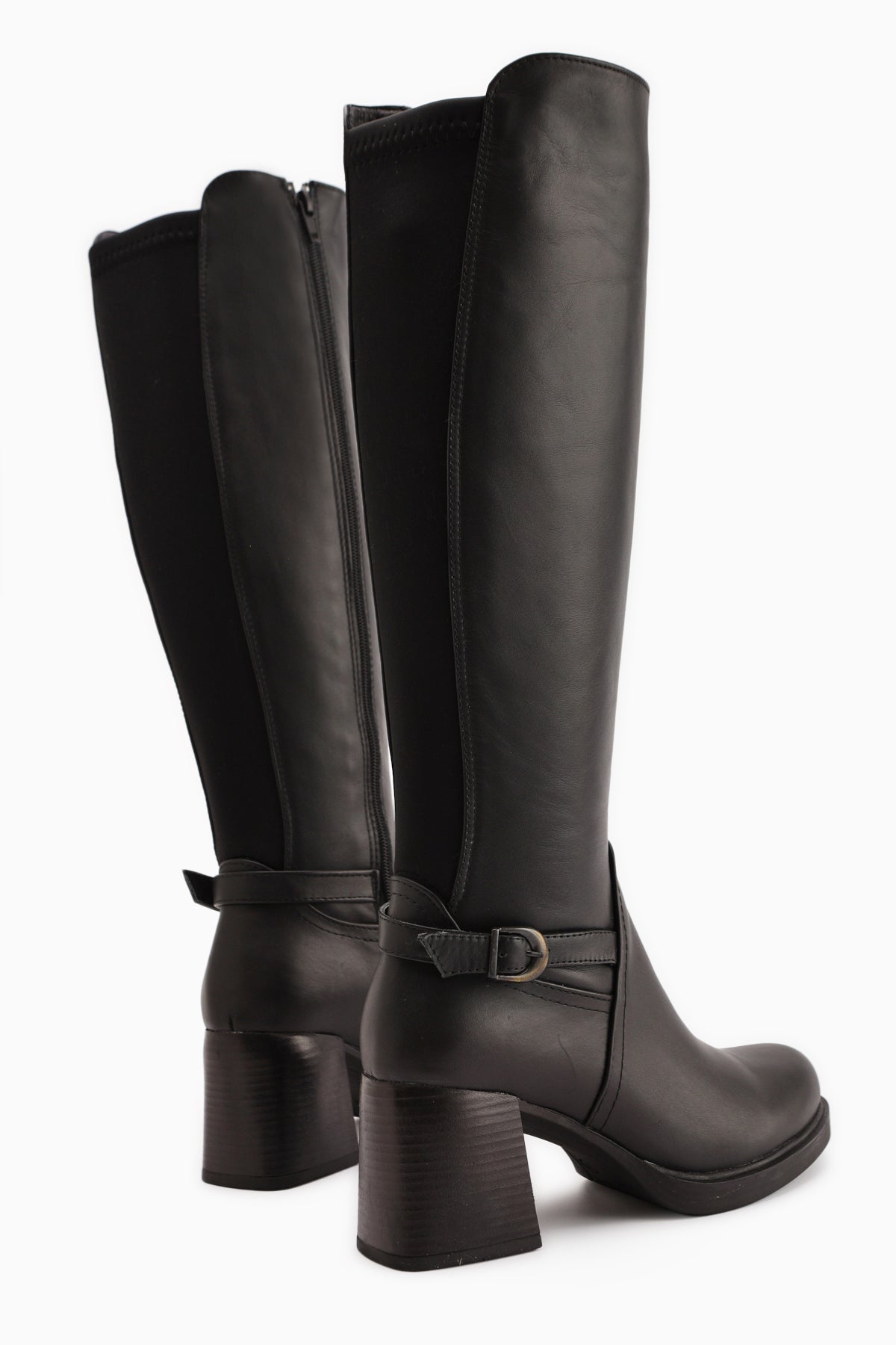 Gerti Hakki Deri Siyah Topuklu Kadın Çizme