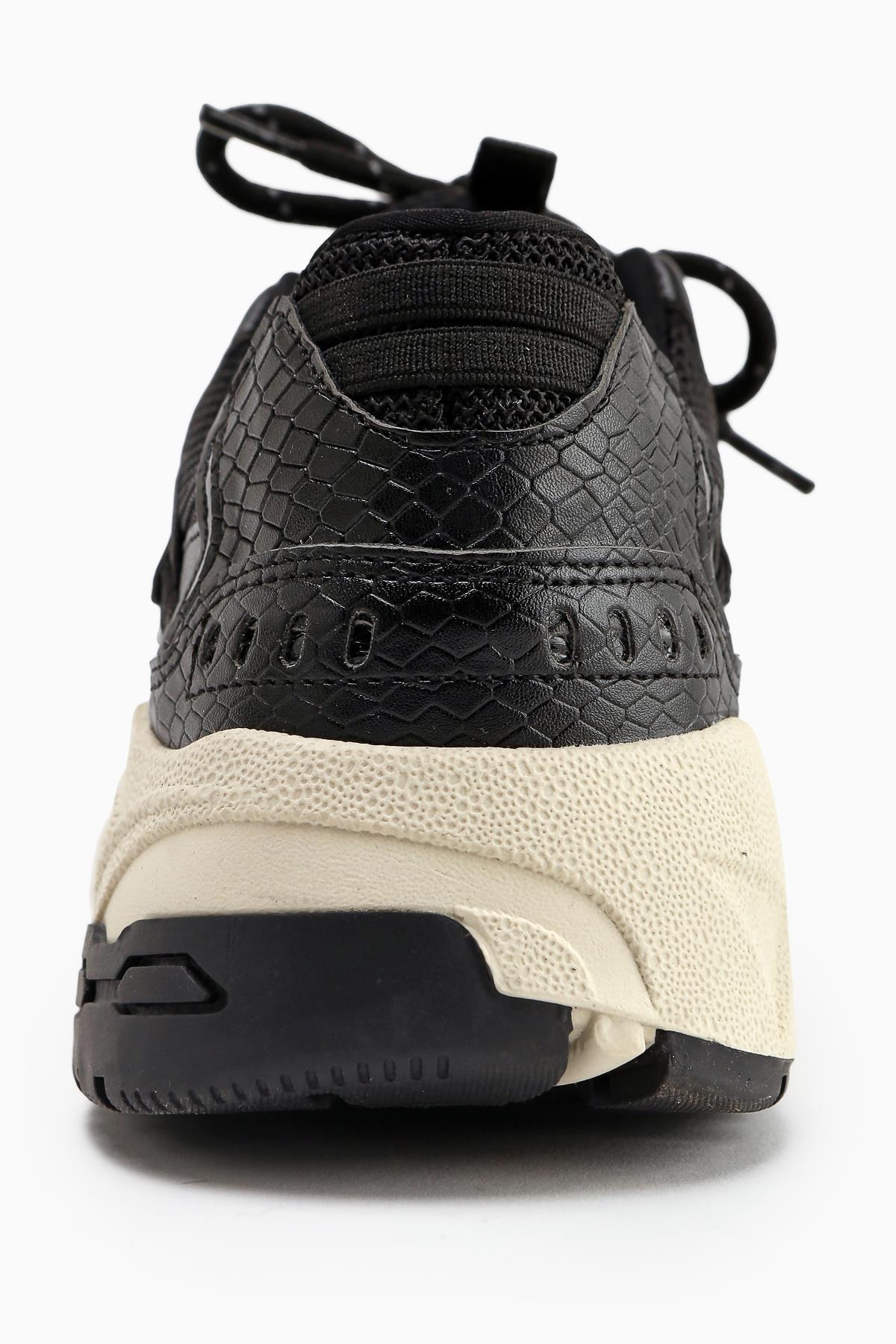 Caisa Siyah Tekstil Detaylı Bağcıklı Kadın Sneakers