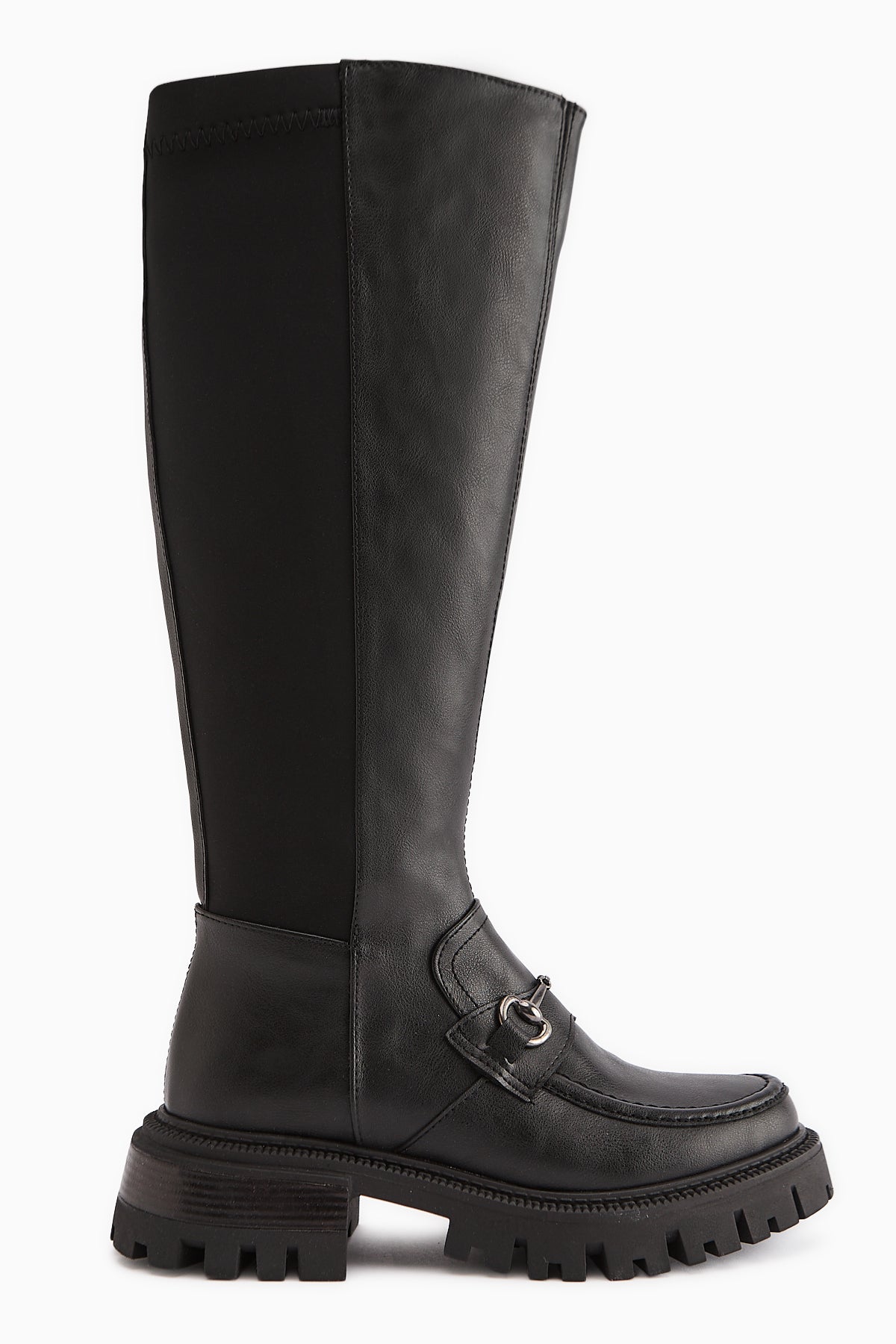 Meli Siyah Toka Detaylı Dalgıç Kumaşlı Tokalı Çizme