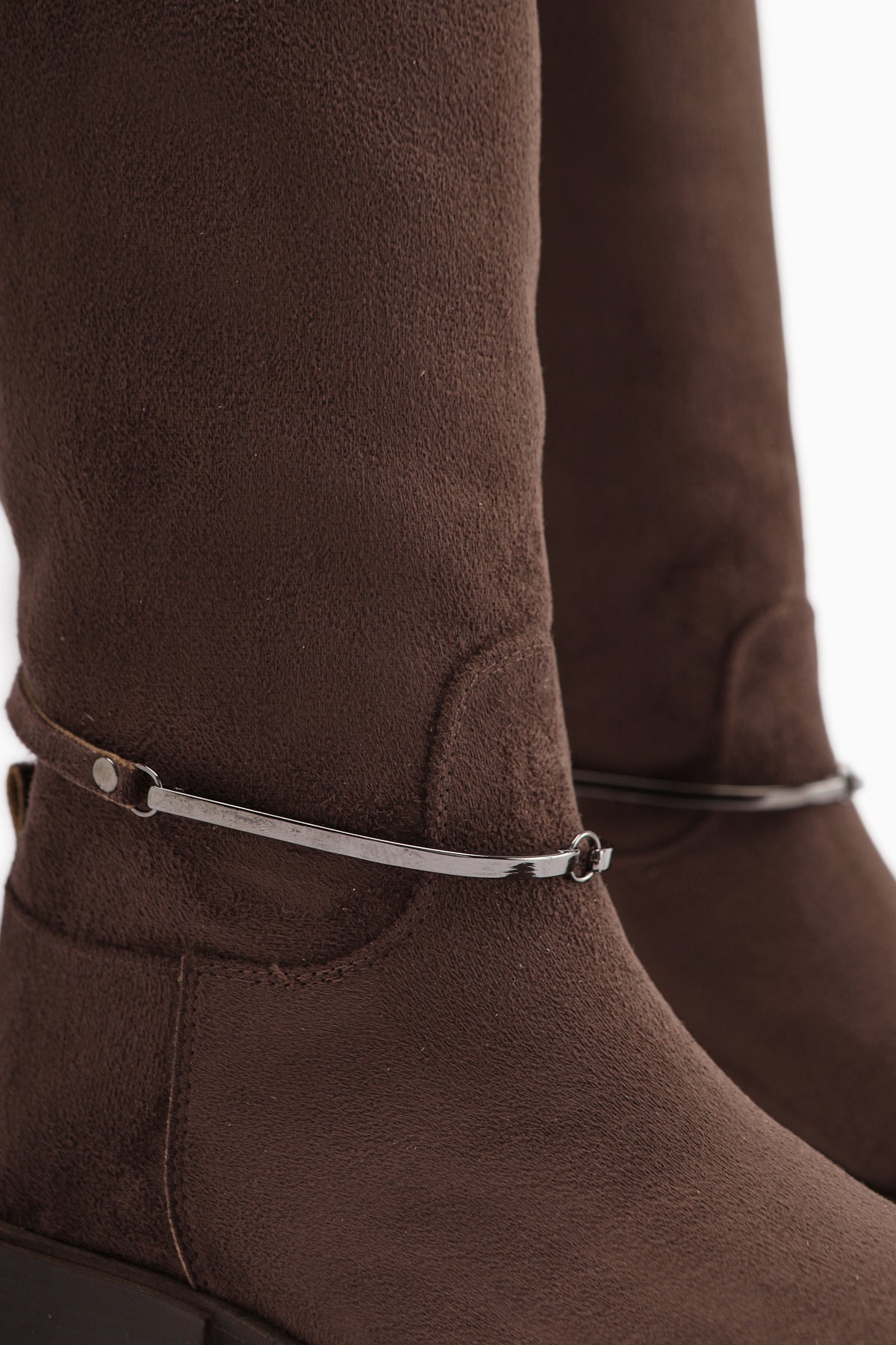 Zeina Kahve Süet Tokalı Kadın Çizme