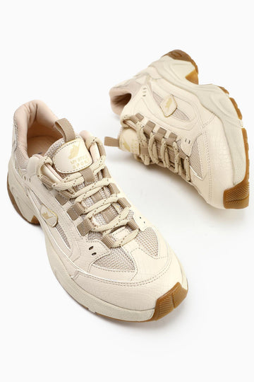 Caisa Bej Tekstil Detaylı Bağcıklı Kadın Sneakers