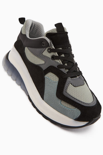 Klara Siyah Süet Yüksek Tabanlı Kadın Sneaker