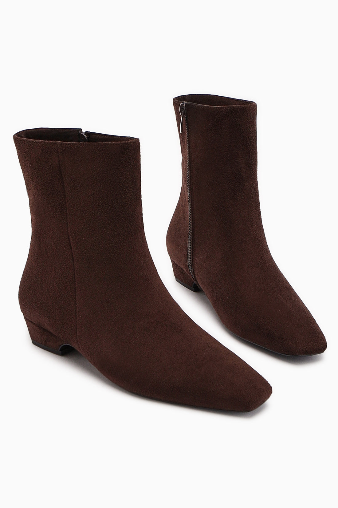 Grace Kahve Süet Kısa Topuklu Küt Burunlu Kadın Bot