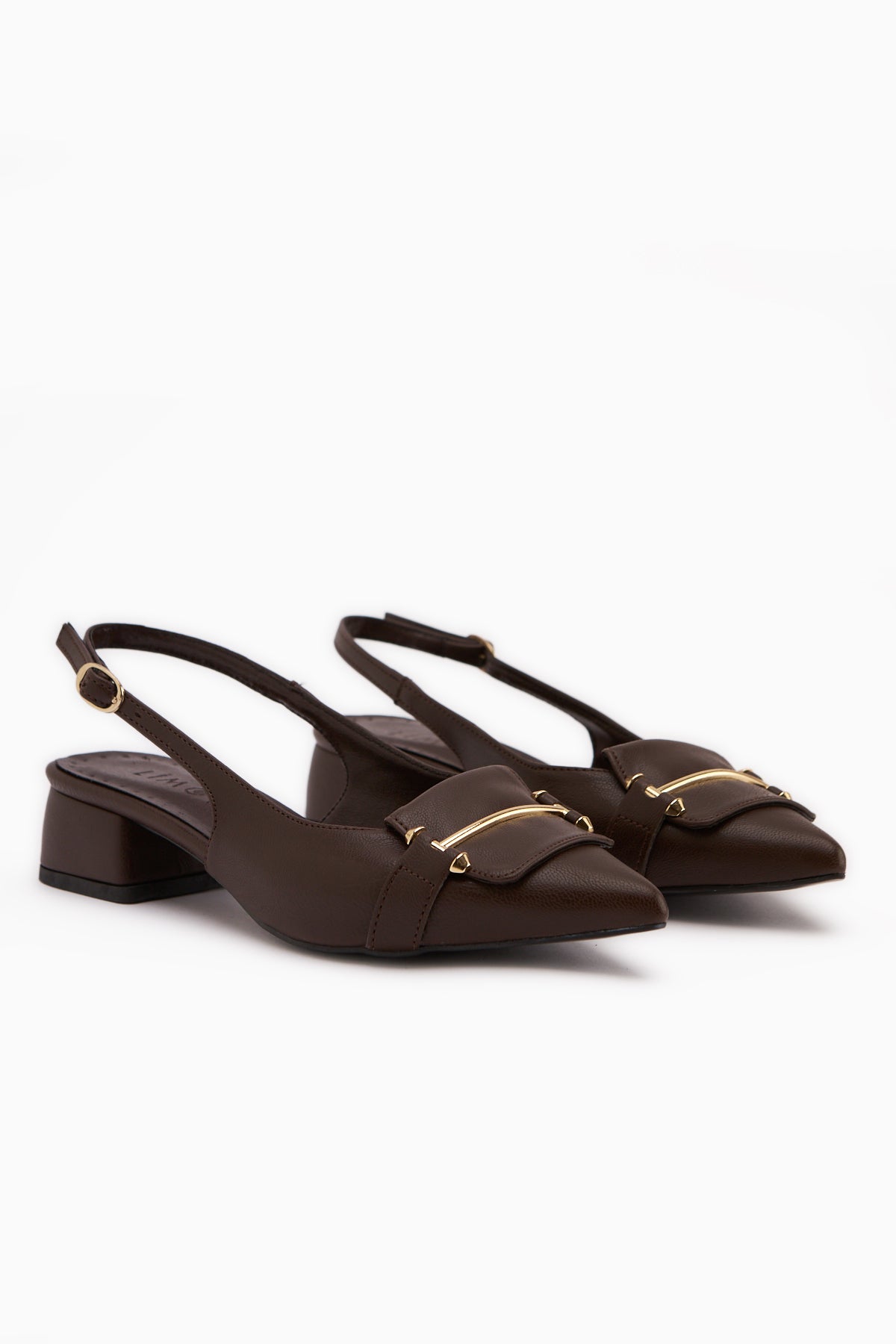 Enja Kahve Tokalı Kısa Topuklu Kadın Topuklu Ayakkabı