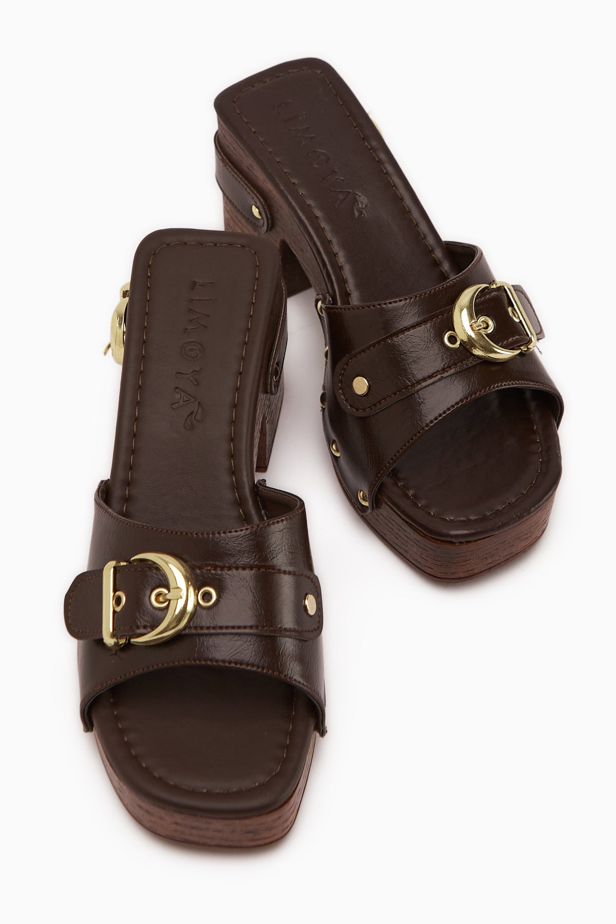 Edita Kahve Kemer Detaylı Platform Topuklu Kadın Terlik