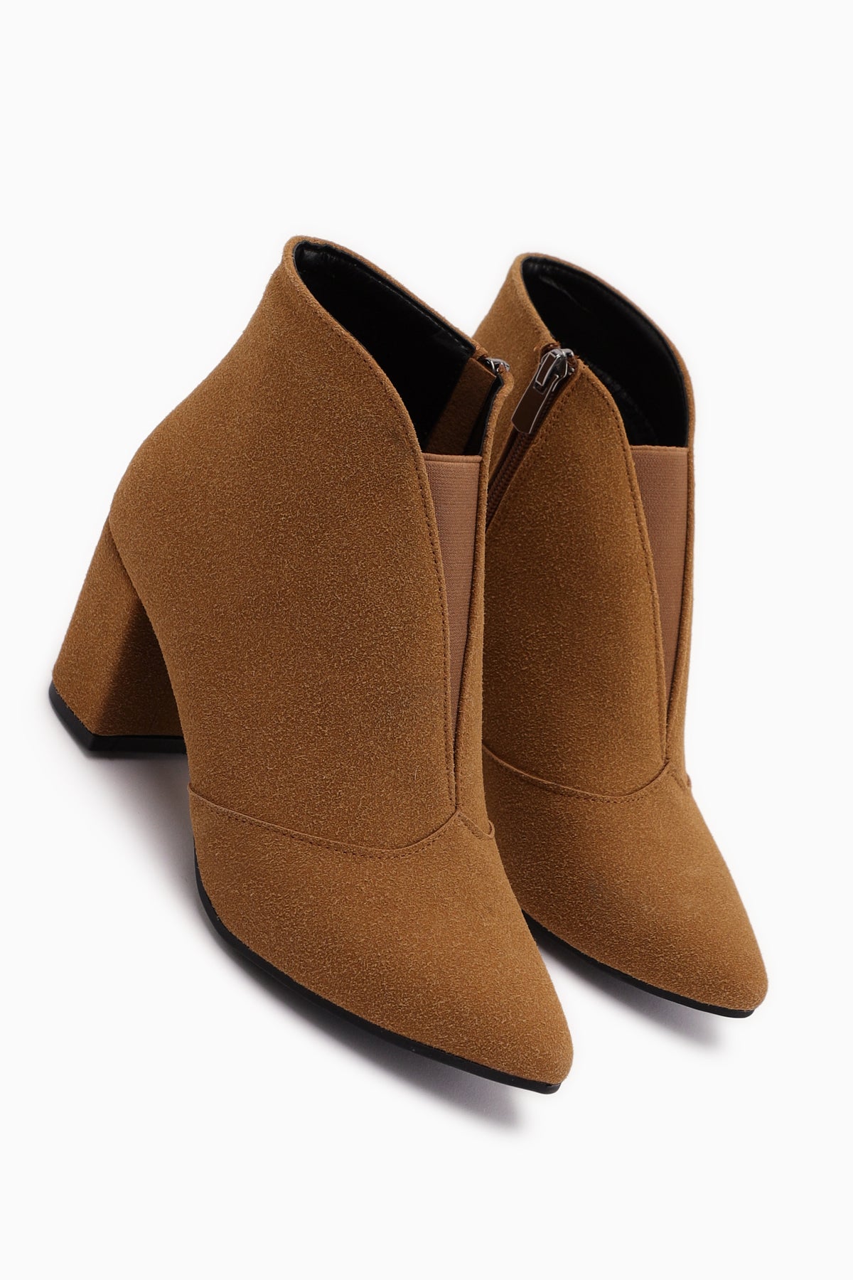 Maria Elena Nud Süet Sivri Burunlu Fermuarlı Topuklu Bot