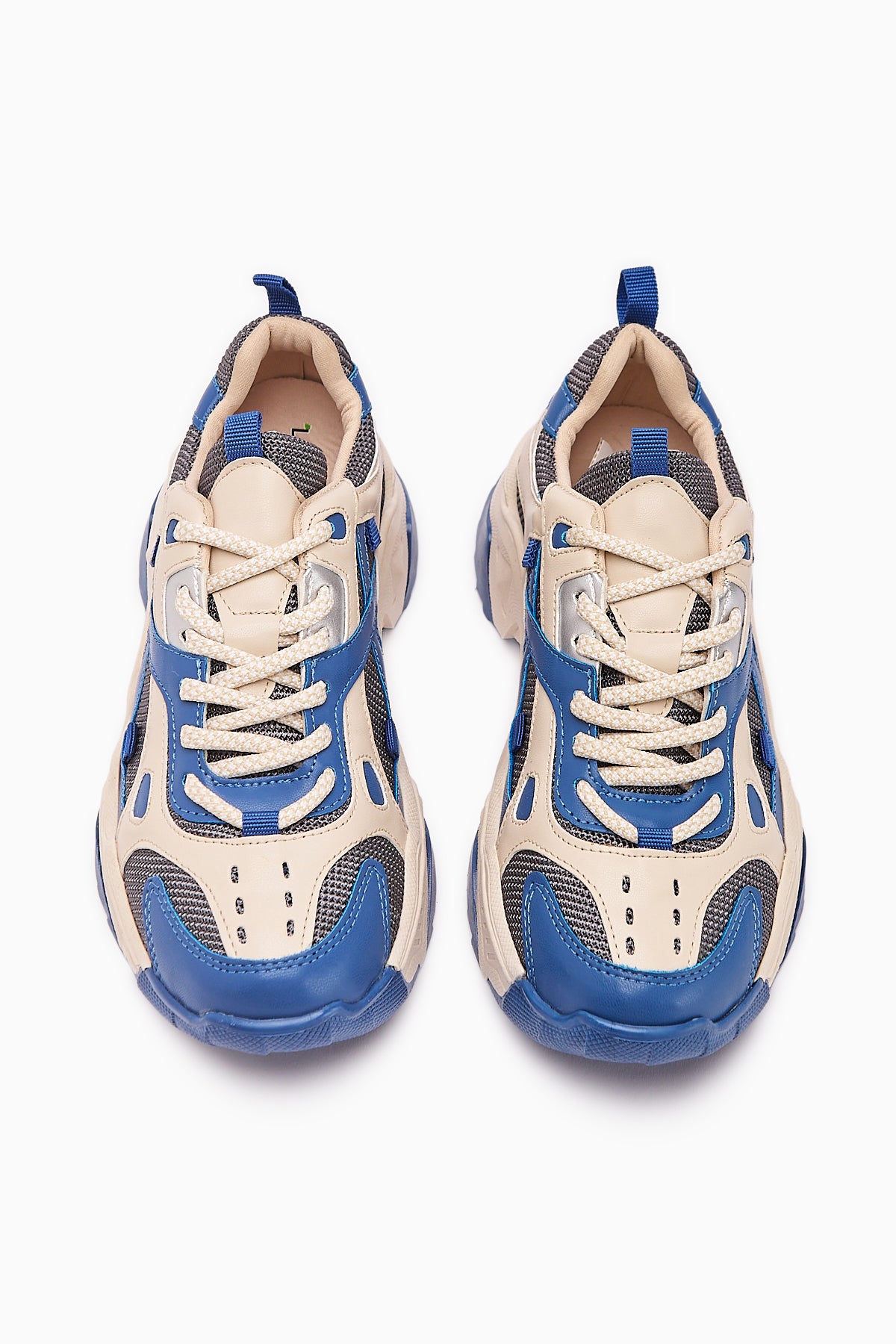 Daysi Mavi Bej Kalın Tabanlı Spor Ayakkabı Kadın Sneakers