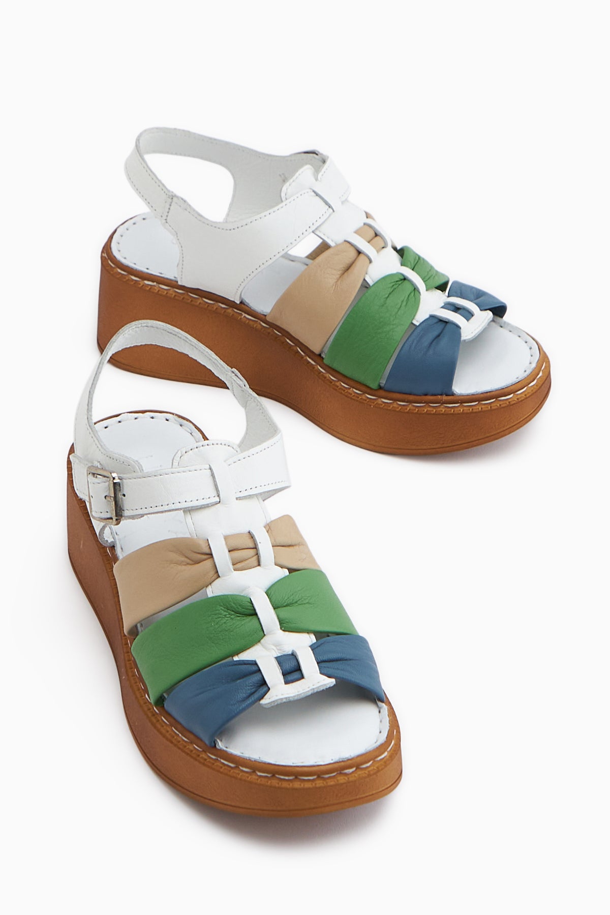 Larisa Hakiki Deri Beyaz Kadın Sandalet
