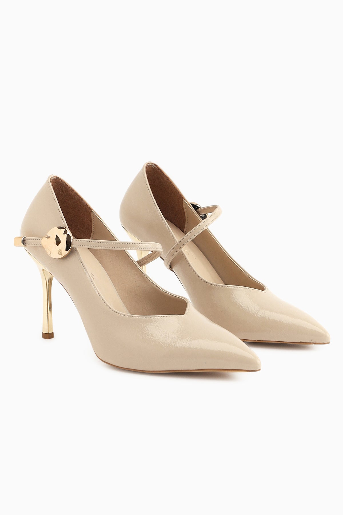 Gisele Bej Kemerli Kadın Topuklu Ayakkabı