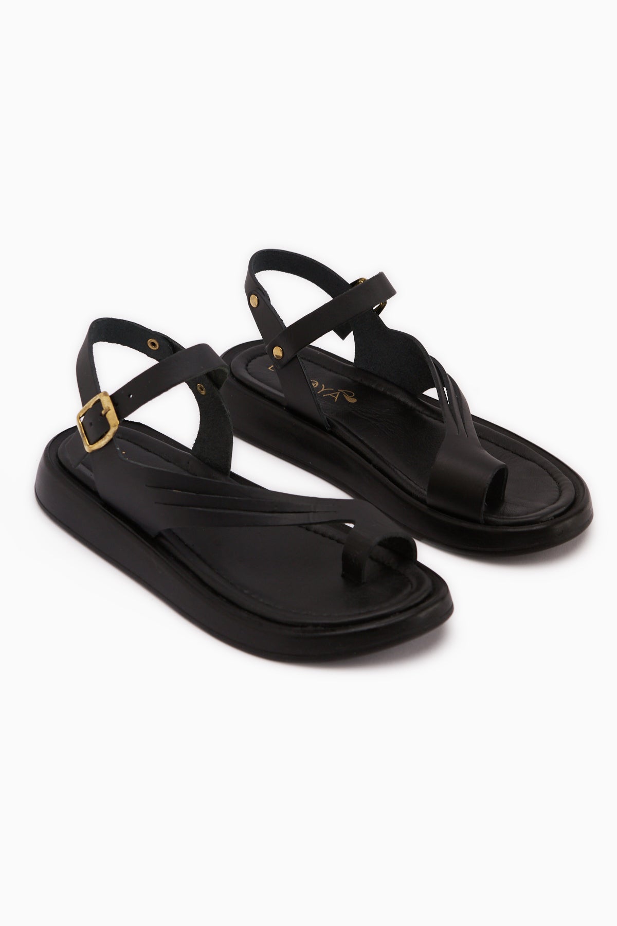Annia Hakiki Deri Siyah Parmak Arası Kadın Sandalet