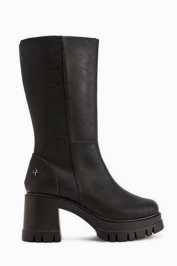 Chelsie Siyah Yüksek Topuklu Platformlu Kısa Çizme