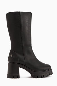 Chelsie Siyah Yüksek Topuklu Platformlu Kısa Çizme