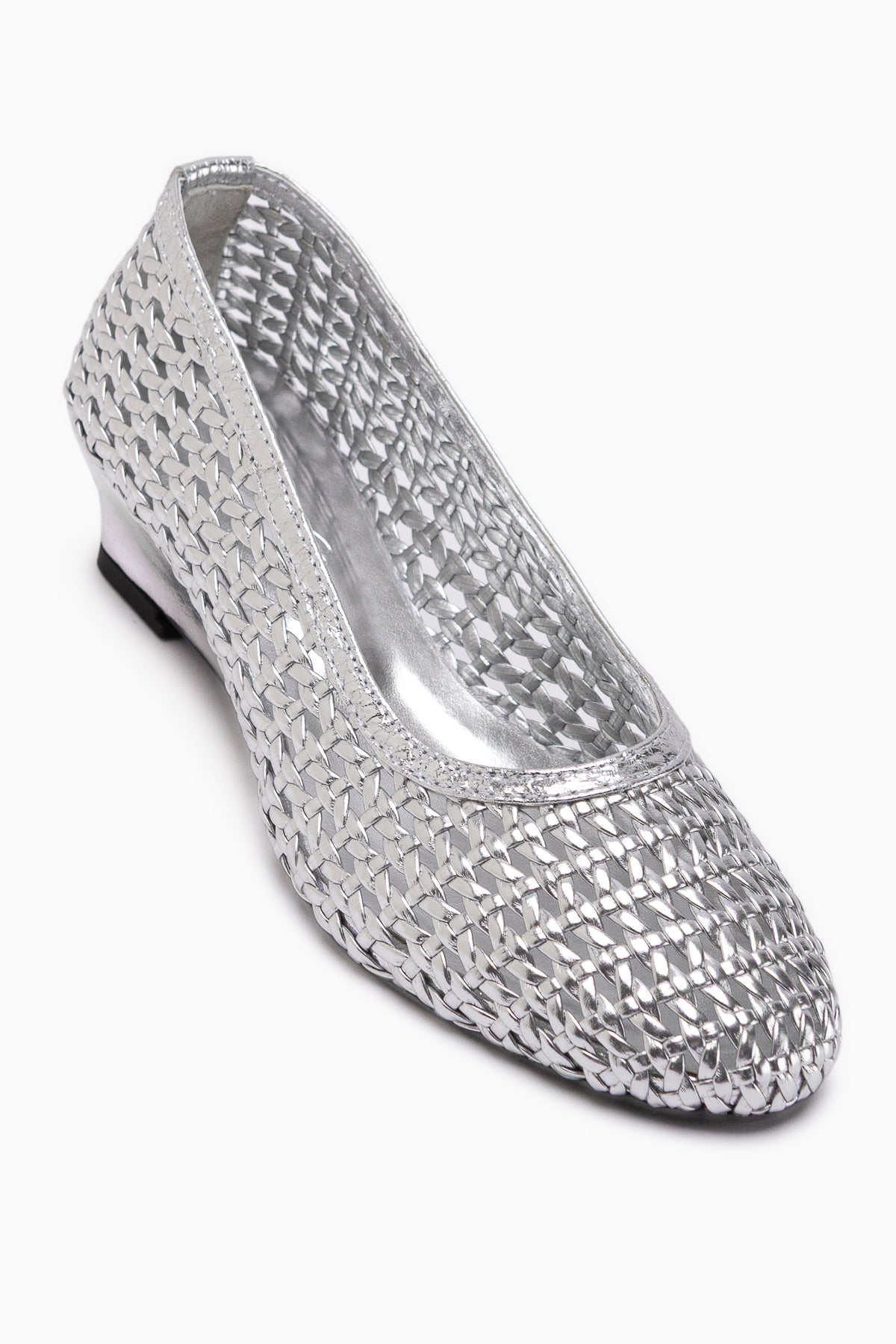 Viola Hakiki Deri Gümüş Örgü Kadın Topuklu Ayakkabı