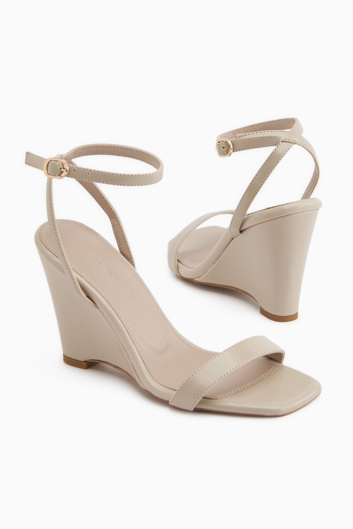 Novah Bej Bilekten Bağlamalı Kadın Dolgu Topuklu Sandalet