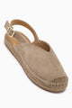 Lydia Hakiki Deri Bej Süet Hasır Detaylı Kadın Sandalet